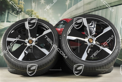 21" Exclusive Design Sommerräder Satz, Felgen 9,5J x 21 ET60 + 11,5J x 21 ET66 + Goodyear Sommerreifen 265/35 R21 + 305/30 R21, schwarz