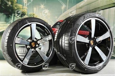 20"+21" koła letnie, komplet Turbo Exclusive Design, felgi 9,5J x 20 ET44 + 12J x 21 ET70 + NOWE opony letnie Pirelli 255/35 R20 + 315/30 R21, czarny wysoki połysk