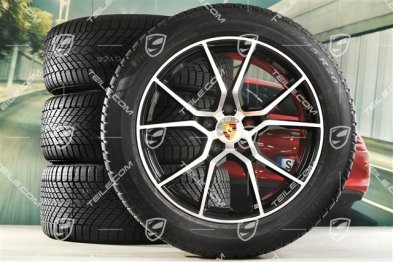 20" Cayenne S Winterräder Satz, Felgen 9J x 20 ET50 + 10,5J x 20 ET55 + NEUE Pirelli Winterreifen 255/55 R20 + 295/45 R20, mit RDK-Sensoren, in Schwarz Hochglanz