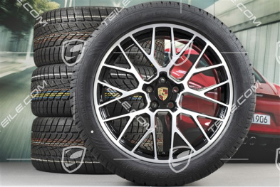 20" "RS Spyder Design" koła zimowe, komplet, felgi 9J x 20 ET26 + 10J x 20 ET19 + NOWE opony zimowe Dunlop Winter Sport 4D 265/45 R20 + 295/40 R20, z czujnikami ciśnienia, czarny wysoki połysk