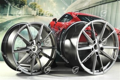 20+21" Komplet felg Carrera S, felgi: przednie 8,5J x 20 ET53 + tylne 11,5J x 21 ET67, platinum satynowy mat