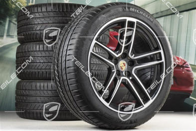 20" koła letnie komplet Turbo, felgi 9J x 20 ET26 + 10J x 20 ET19 + NOWE opony letnie, Michelin Latitude Sport 265/45 R20 + 295/40 R20, z czujnikami ciśnienia RDK, czarna perłowy metalik (Jet Black Metallic)