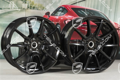 20" Komplet felg Macan SportDesign, 9J x 20 H2 ET 26 + 10J x 20 ET19, czarny wysoki połysk