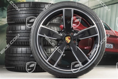 20" Carrera Sport koła letnie komplet, felgi 8,5J x 20 ET57 + 10,5J x 20 ET47 + NOWE opony letnie 235/35 ZR20 + 265/35 ZR20, z czujnikami ciśnienia, czarny wysoki połysk