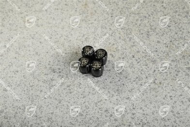 Ventilkappen Schwarz mit Monochrom Porsche Wappen / Für Fahrzeuge ohne Reifendruckkontrollsystem RDK