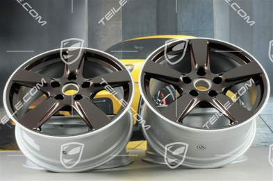 19-inch Cayman S wheel set, 8J x 19 x ET 57 + 9,5J x 19 x ET 45, rims spokes in Mahogany Metallic
