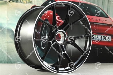 20+21 -inch GT3 wheel rim set, 9,5J x 20 ET46 + 12J x 21 ET45, black satin mat + white rim border