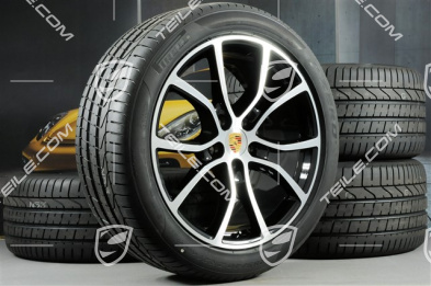 21" koła letnie Cayenne Exclusive Design, komplet, felgi 9,5J x 21 ET46 + 11,0J x 21 ET58 + opony letnie Pirelli P Zero 285/40 R21 + 315/35 R21, z czujnikami ciśnienia, czarne (wysoki połysk)