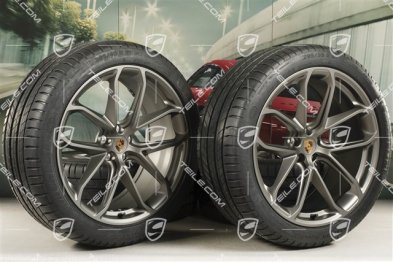 21" GT Design Sommerräder, Felgen 9,5J x 21 ET27 + 10J x 21 ET19 + NEUE Michelin Sommerreifen 265/40 R21 + 295/35 R21, platinum seidenmatt, mit RDK-Sensoren
