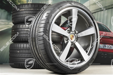 20+21-inch summer Carrera Exclusive Design wheel set, rims 8,5J x 20 ET53 + 11,5J x 21 ET67 + Goodyear summer tyres 245/35 R20 + 305/30 R21, with TPM