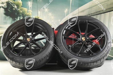 22" koła letnie Cayenne GT Coupé, komplet, Felgi 10J x 22 ET48 + 11,5J x 22 ET52 + opony letnie Pirelli 285/40 ZR22 + 315/35 ZR22, czarny satynowy półmat