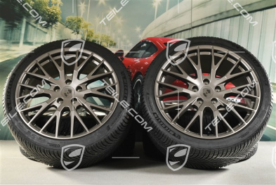 21" Panamera Exclusive Design Winterräder Satz, Felgen 9,5J x 21 ET71 + 10,5J x 21 ET71 + Michelin Pilot Alpin 5 Winterreifen 275/35 R21 + 315/30 R21, Turbonit