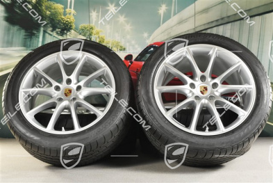 20" Cayenne Design Sommerräder Satz, Felgen 9J x 20 ET50 + 10,5J x 20 ET64 + Bridgestone Sommerreifen 275/45 R20 + 305/40 R20, mit RDK-Sensoren, aus Neuwagen / ca. 30km, DOT/Bj. 2021