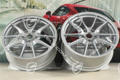20-inch wheel rim set Carrera S III, 8J x 20 ET57 + 9,5J x 20 ET45, wheel spokes painted Rhodium Silver Metallic