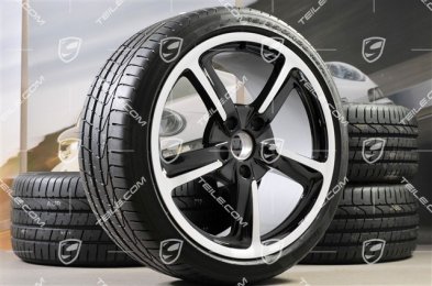 20" SportTechno Sommerräder Satz, Felgen 8,5J x 20 ET57 + 10J x 20 ET50, NEUE Pirelli Sommeräder 235/35 R20 + 265/35 R20, in Schwarz Hochglanz