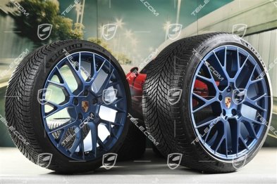 20"+21" RS Spyder Design Winterrädersatz, Felgen 8,5J x 20 ET50 + 11J x 21 ET82 + NEUE Michelin Winterreifen 245/35 R20 + 305/30 R21, mit RDK-Sensoren, Indigoblau