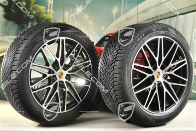 21" koła zimowe RS Spyder Design, komplet, felgi 9,5J x 21 ET46 + 11,0J x 21 ET58 + opony zimowe Pirelli 285/45 R21 + 305/40 R21, z czujnikami ciśnienia, czarny wysoki połysk