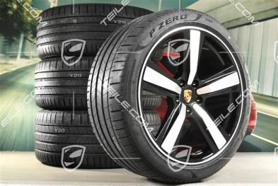 22" Sommerräder Cayenne Exclusive Design Sport, Felgen 10J x 22 ET48 +11,5J x 22 ET61 + NEUE Pirelli Sommerreifen 285/40 R22 + 315/35 R22, schwarz hochglanz