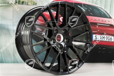 21-inch wheel rim set Cayenne RS Spyder, 11J x 21 ET49 + 9,5J x 21 ET46, black high gloss, for Cayenne Coupé