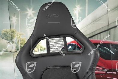 Bucket seat, collapsible, heating, logo GTS, leather/Alcantara, black, L