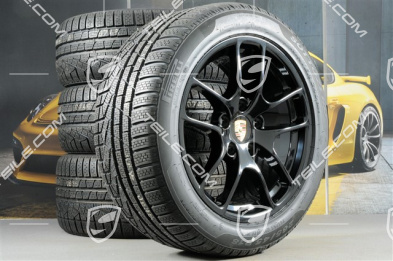 18" Cayman winter wheels set, rims 8J x 18 ET57 + 9,5J x 18 ET49, Pirelli Sottozero II winter tires 235/45 R18 + 265/45 R18, black high gloss