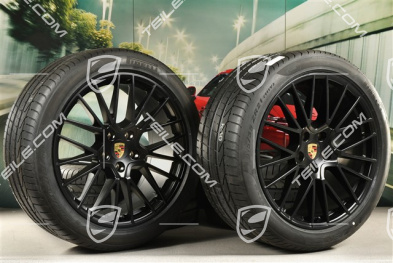 21-inch Cayenne RS Spyder summer wheel set, rims 9,5J x 21 ET46 + 11,0J x 21 ET58 + NEW Pirelli P Zero summer tyres 285/40 R21 + 315/35 R21, with TPMS, black satin matt