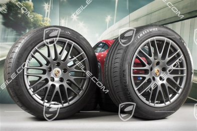 20" RS Spyder Design Sommerräder Satz, 4x Felgen 9,5J x 20 ET47 + NEUE Michelin Sommerreifen 275/45 R20, in Platinum Seidenmatt, mit RDK