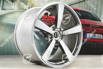 20+21-inch wheel rim set Carrera Exclusive, rims: front 8,5J x 20 ET53 + rear 11,J x 21 ET67, Platinum Silver
