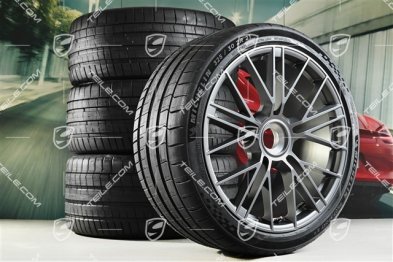 21-inch Panamera Turbo S Summer wheel set, with central locking, rims 9,5J x 21 ET71 + 11,5J x 21 ET69 + Michelin Pilot Sport S5 summer tyres 275/35 R21 + 325/30 R21, dark silver