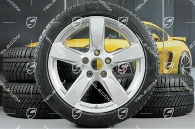 19" Koła zimowe komplet "Cayman S", felgi 8J x 19 ET57 + 9,5J x 19 ET45 + NOWE opony zimowe Continental WinterContact TS 830P 235/40 R19 + 265/40 R19, z czujnikami RDK