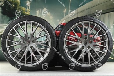 21-inch Panamera Exclusive Design Winter wheel set, wheel rims 9,5J x 21 ET71 + 10,5J x 21 ET71 + NEW Michelin winter tyres 275/35 R21 + 315/30 R21, Platin Silver
