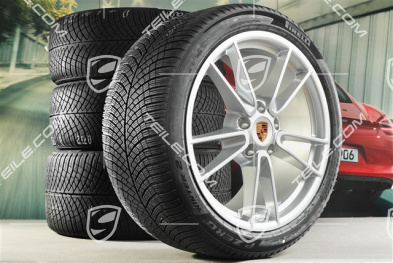 19"+20" Carrera Winterrädersatz, Felgen 8,5J x 19 ET52 + 11J x 20 ET80 + NEUE Pirelli Winterreifen 235/40 R19 + 295/35 R20, mit RDK-Sensoren, Brilliantsilber