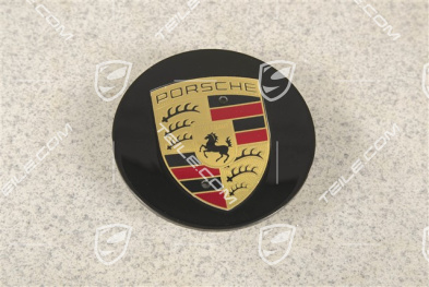 Radzierdeckel, konkav, farbiges Wappen, schwarz hochglanz