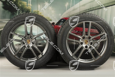 20-inch Cayenne COUPE Sport winter wheel set, rims 9J x 20 ET50 + 10,5J x 20 ET55 + NEW Continental winter tyres 275/45 R20 + 305/40 R20, with TPMS, Platinum satin matt