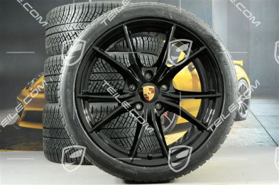 20" Winterräder Satz Carrera S (IV), Felgen 8,5J x 20 ET49 + 11J x 20 ET78 + NEUE Michelin Pilot Alpin PA4 N1 Winterreifen 245/35 R20 + 295/30 R20, Tiefschwarz Metallic