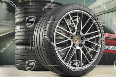 21" Turbo V Sommerräder Satz, Felgen 9,5J x 21 ET71 + 11,5J x 21 ET69 + NEUE Michelin Sommerreifen 275/35 R21 + 315/30 R21, mit RDK-Sensoren