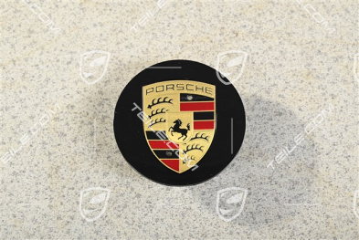Radzierdeckel, konkav, farbiges Wappen, in Tiefschwarz-Metallic