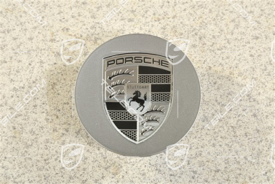 Hub cap, concave, crest in Rhodium / Turbonite, platinum silver