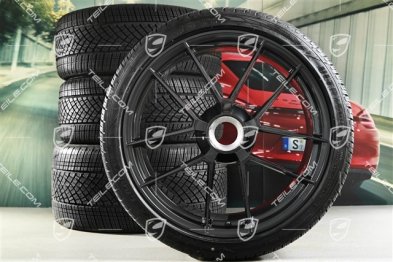 20"+21" Carrera GTS, koła zimowe, komplet, mocowane centralnie, felgi 8,5J x 20 ET50 + 11J x 21 ET82 + opony zimowe Goodyear 245/35 R20 + 305/30 R21, z czujnikami ciśnienia, Anthracite Grey
