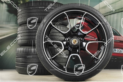 20"+21" Turbo S Exclusive Design Sommerräder Satz, Felgen 9,5J x 20 ET44 + 12J x 21 ET70 + Pirelli Sommerreifen 255/35 R20 + 315/30 R21, schwarz hochglanz