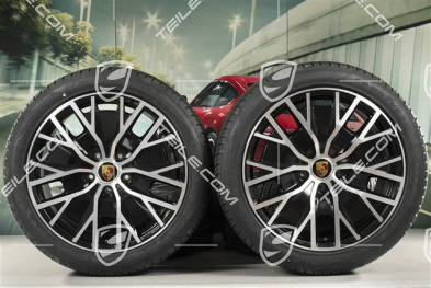 20" koła zimowe Turbo S Aero Design, komplet, felgi 9J x 20 ET54 + 11J x 20 ET60 + NOWE opony zimowe Goodyear 245/45 R20 + 285/40 R20