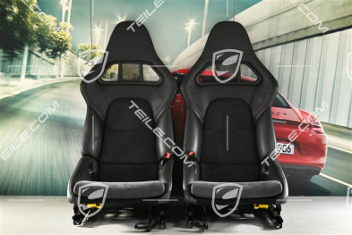Sportschalensitze, klappbar, Leder/Alcantara, Schwarz, L+R