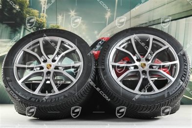 21" Cayenne Exclusive Design Winterräder Satz, Felgen 9,5J x 21 ET46 + 11,0J x 21 ET49 + Michelin Pilot Alpin 5 SUV Winterreifen 285/45 R21 + 305/40 R21, mit RDK-Sensoren