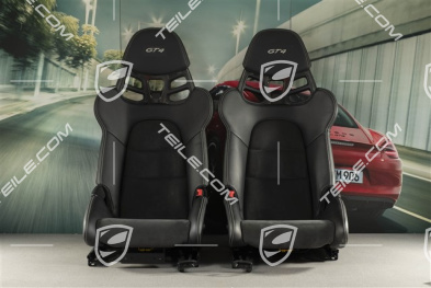 Schalensitze, Carbon, Leder+Alcantara, Schwarz, Naht in Silber, GT4 Schriftzug, Satz, L+R