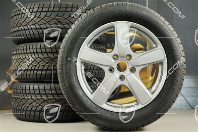 19" Winterräder Satz Cayenne Sport Classic, Felgen 8,5J x 19 ET59 + Dunlop Winterreifen 265/50 R19, in GT-Silber Metallic, mit RDK-Sensoren
