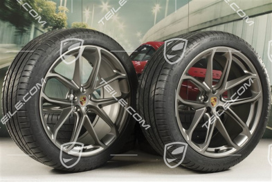 21" GT Design Sommerräder, Felgen 9,5J x 21 ET27 + 10J x 21 ET19 + Michelin Sommerreifen 265/40 R21 + 295/35 R21, platinum seidenmatt, mit RDK-Sensoren