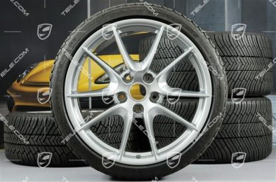 20" Komplet kół zimowych Carrera S (III), 8,5J x 20 ET51 + 11J x 20 ET70 + NOWE opony zimowe Michelin 245/35 ZR20 + 295/30 ZR20, z czujnikami ciśnienia RDK