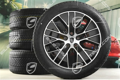 20" Macan S Winterräder Satz, Felgen 7,5J x 20 ET32 + 10J x 20 ET49 + NEUE Goodyear Winterreifen 235/55 R20 + 285/45 R20, in Schwarz Hochglanz