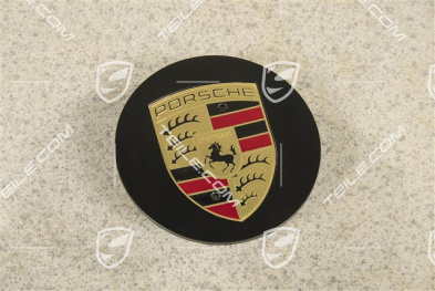 Center cap, concave, coloured crest, black satin mat