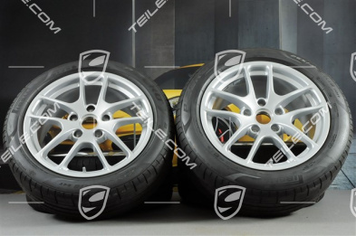 18" Cayman III koła letnie, komplet, felgi 8J x 18 ET57 + 9,5J x 18 ET49 + NOWE opony letnie Pirelli P Zero 235/45 R18 + 265/45 R18